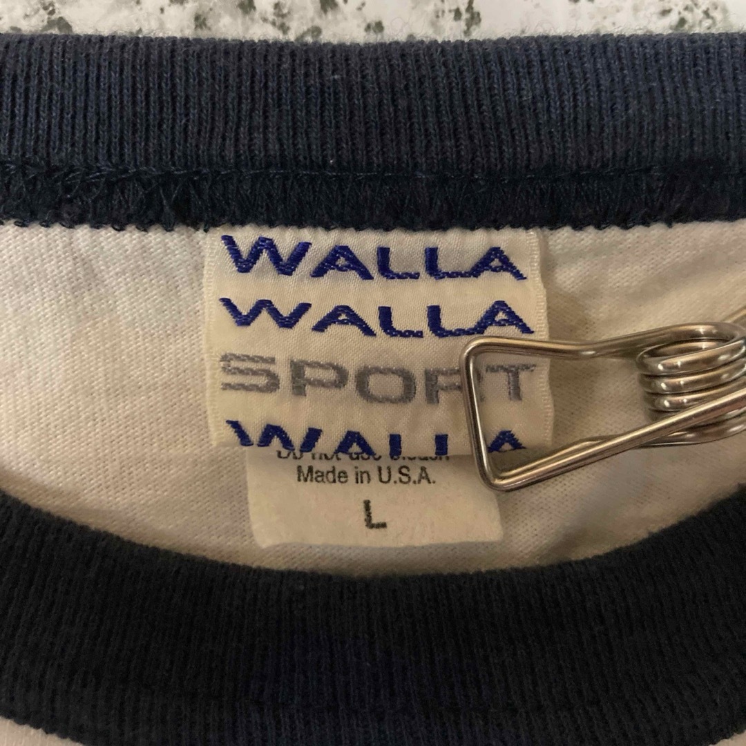 WALLA WALLA SPORT(ワラワラスポーツ)の【90sUSA製】ワラワラスポーツ　ビンテージリンガーネックTシャツ ホワイト メンズのトップス(Tシャツ/カットソー(半袖/袖なし))の商品写真