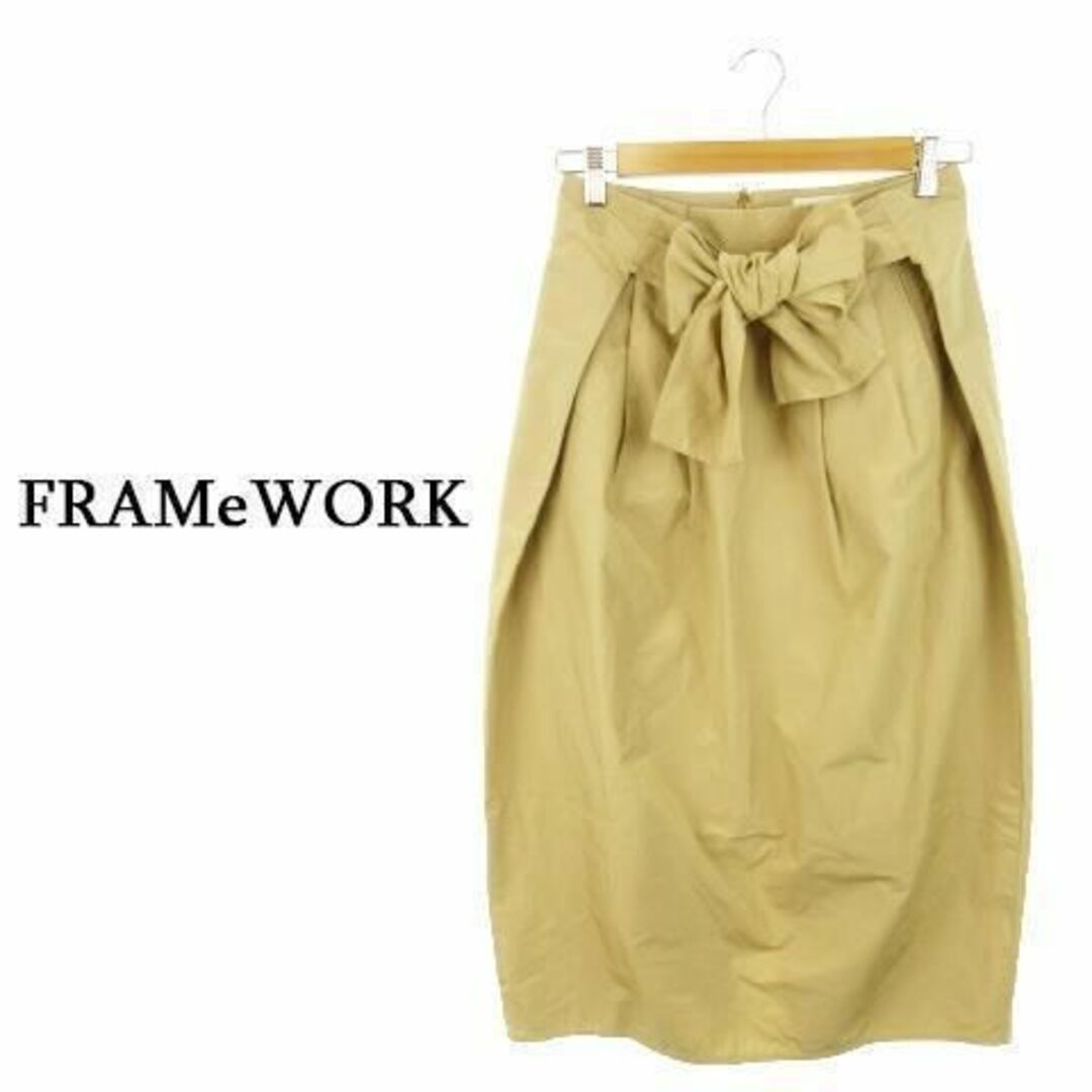 FRAMeWORK(フレームワーク)のフレームワーク タイトスカート リボン ナイロン混 ベージュ 230928AH3 レディースのスカート(その他)の商品写真