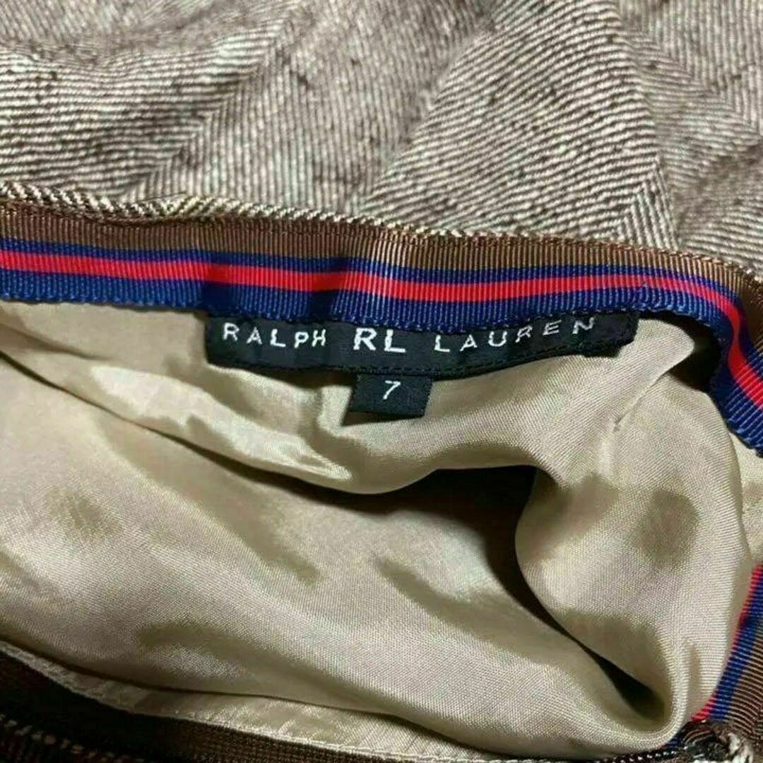 Ralph Lauren(ラルフローレン)の☆古着☆　ラルフローレン ストレート スカート ブラウン　ビジネス　美品　レトロ レディースのスカート(ひざ丈スカート)の商品写真