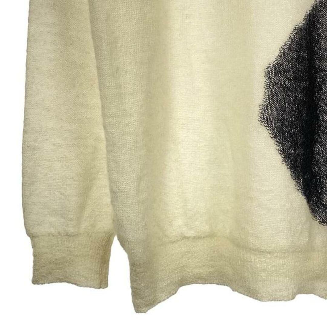 Ann Demeulemeester(アンドゥムルメステール)のANN DEMEULEMEESTER / アンドゥムルメステール | KNITTED SWEATER モヘア ウール バイカラー インターシャ ニット セーター | S | ホワイト / ブラック | メンズ メンズのトップス(ニット/セーター)の商品写真