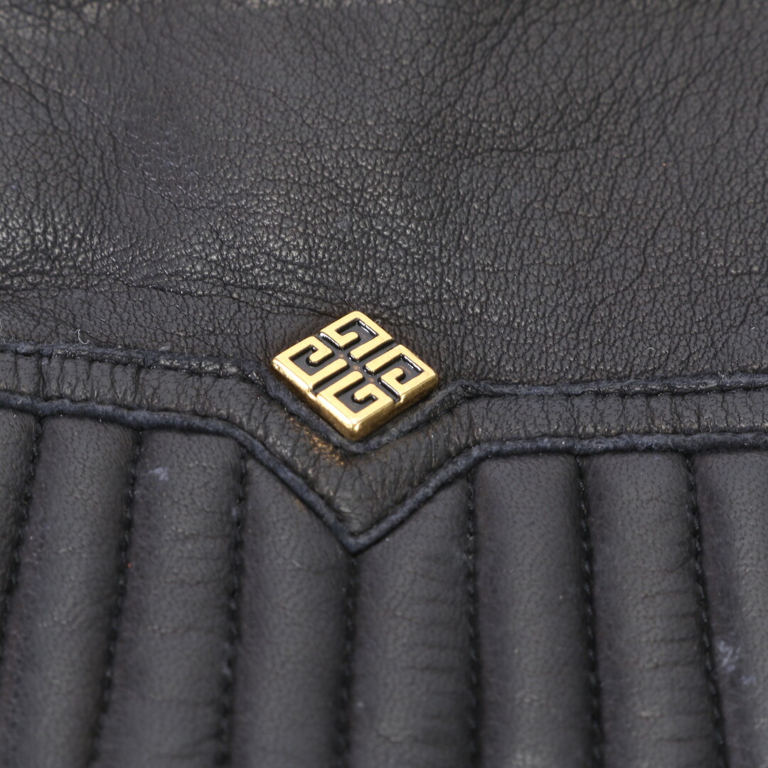 GIVENCHY(ジバンシィ)の美品 ジバンシー レザー 手袋 グローブ ロゴ 防寒具 5本指 本革 ブラック 黒 婦人 レディース EEM 0301-E3 レディースのファッション小物(手袋)の商品写真