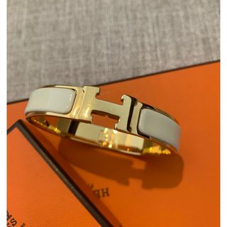 エルメス(Hermes)のエルメス　クリッククラック　ゴールド×ホワイト　バングル　ブレス　美品　PM (ブレスレット/バングル)