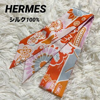 エルメス(Hermes)の【シルク100%】エルメス ツイリー BINGATA ビンガタ 花柄(バンダナ/スカーフ)