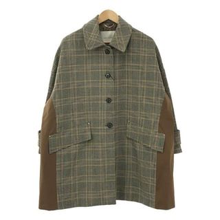 マッキントッシュ(MACKINTOSH)の【新品】  MACKINTOSH / マッキントッシュ | ウール チェック オーバーサイズ ドロップショルダー サイドカラー ブロッキング コート | 4 | ブラウン/グレー系 | レディース(その他)