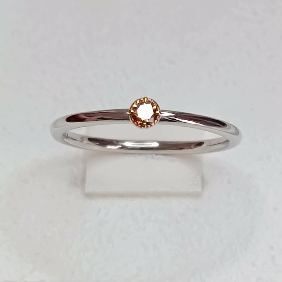 🧡 ブラウン オレンジ 🧡　天然ダイヤ  リング レディースのアクセサリー(リング(指輪))の商品写真