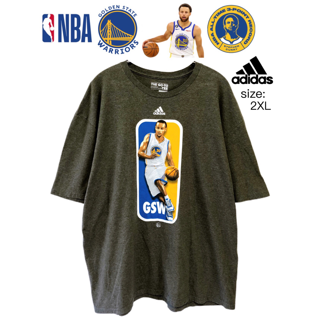 adidas(アディダス)のNBA　ウォリアーズ　ステフィンカリー　30　Tシャツ　2XL　グレー　US古着 メンズのトップス(Tシャツ/カットソー(七分/長袖))の商品写真