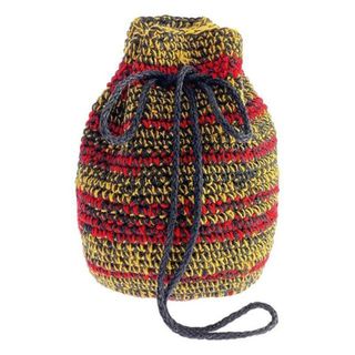 【新品】  NICHOLAS DALEY / ニコラスデイリー | HAND CROCHET DRAWSTRING BAG ハンド クロシェット ドローストリングバッグ | ONE SIZE | RED / TUMERIC / BLACK | メンズ(トートバッグ)