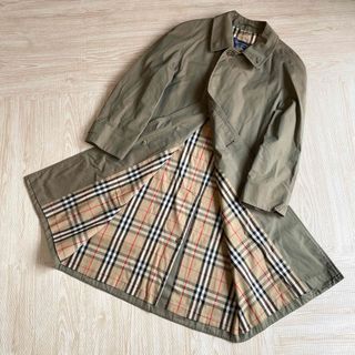 バーバリー(BURBERRY)のオールドバーバリー ステンカラーコート 玉虫色 ノバチェック 英国製(ステンカラーコート)