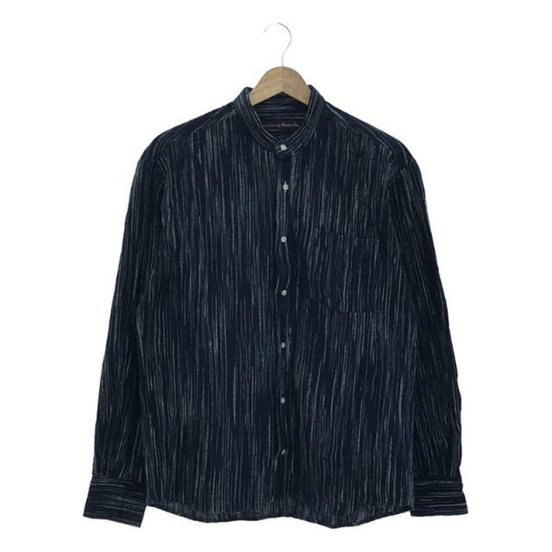 MOMOTARO JEANS(モモタロウジーンズ)のMOMOTARO JEANS / 桃太郎ジーンズ | Rampo Collection 刺し子 バンドカラーシャツ | M | インディゴ | メンズ メンズのトップス(Tシャツ/カットソー(七分/長袖))の商品写真