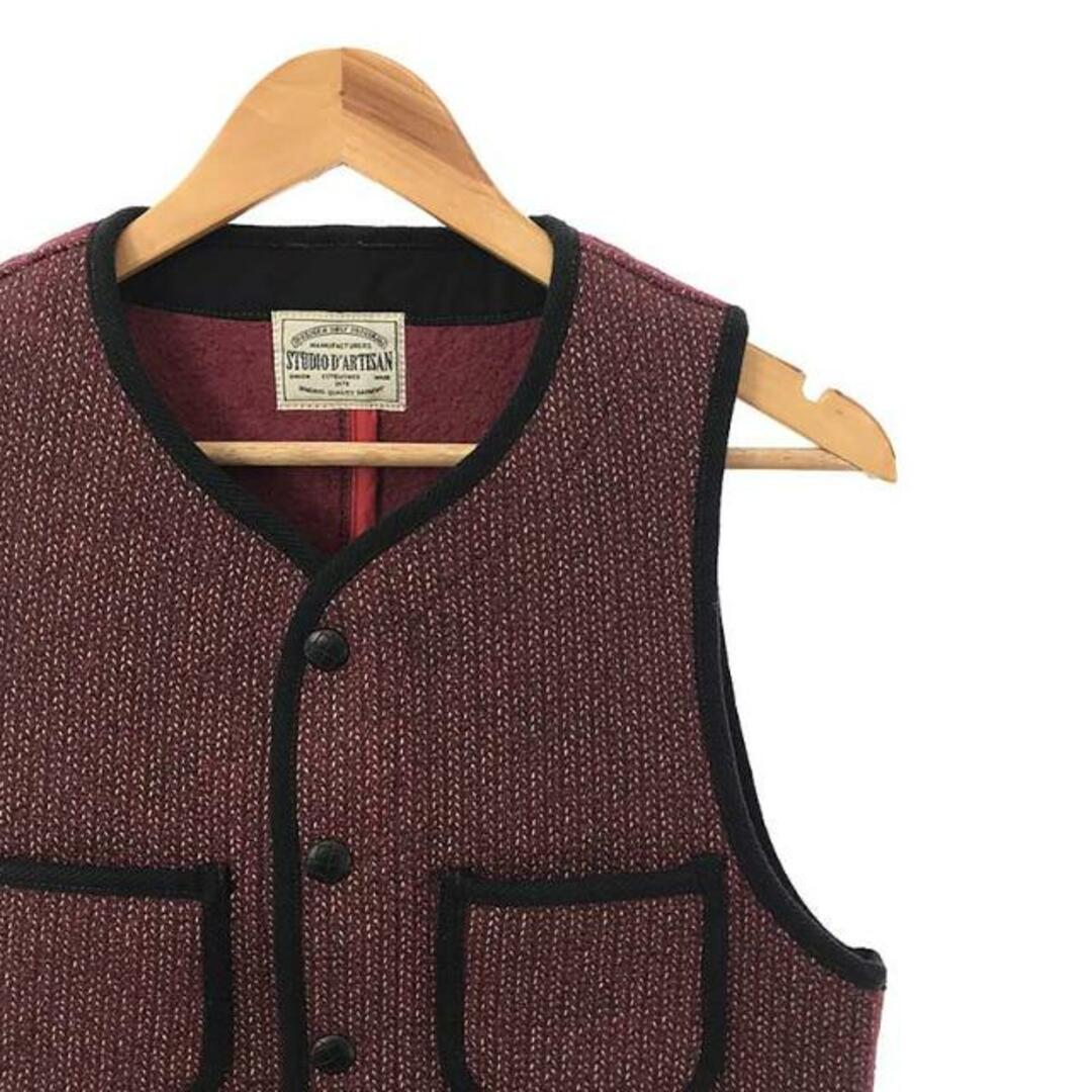 STUDIO D'ARTISAN(ステュディオダルチザン)のSTUDIO D'ARTISAN / ステュディオ・ダ・ルチザン | BEACH CLOTH VEST コットン ウール ハンティングベスト | 36 | バーガンディー | メンズ メンズのトップス(ベスト)の商品写真