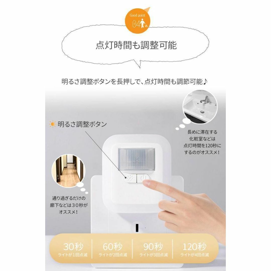 【送料無料】センサーライト 屋内 コンセント 人感センサー 非常灯 オレンジ インテリア/住まい/日用品のライト/照明/LED(蛍光灯/電球)の商品写真