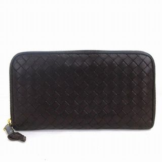 ボッテガヴェネタ(Bottega Veneta)のボッテガヴェネタ イントレチャート 長財布 ラウンドファスナー 114076 茶(長財布)