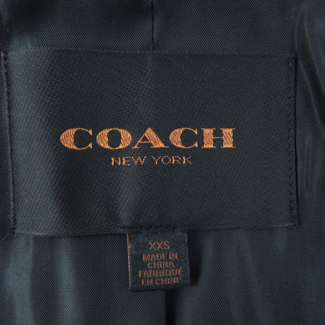 COACH(コーチ)の極美品 COACH コーチ アルパカ・アンゴラ混 チェック柄 フード付き ジップアップ ハーフ丈 ダッフルコート グレー ネイビー XXS 正規品 レディース レディースのジャケット/アウター(ダッフルコート)の商品写真