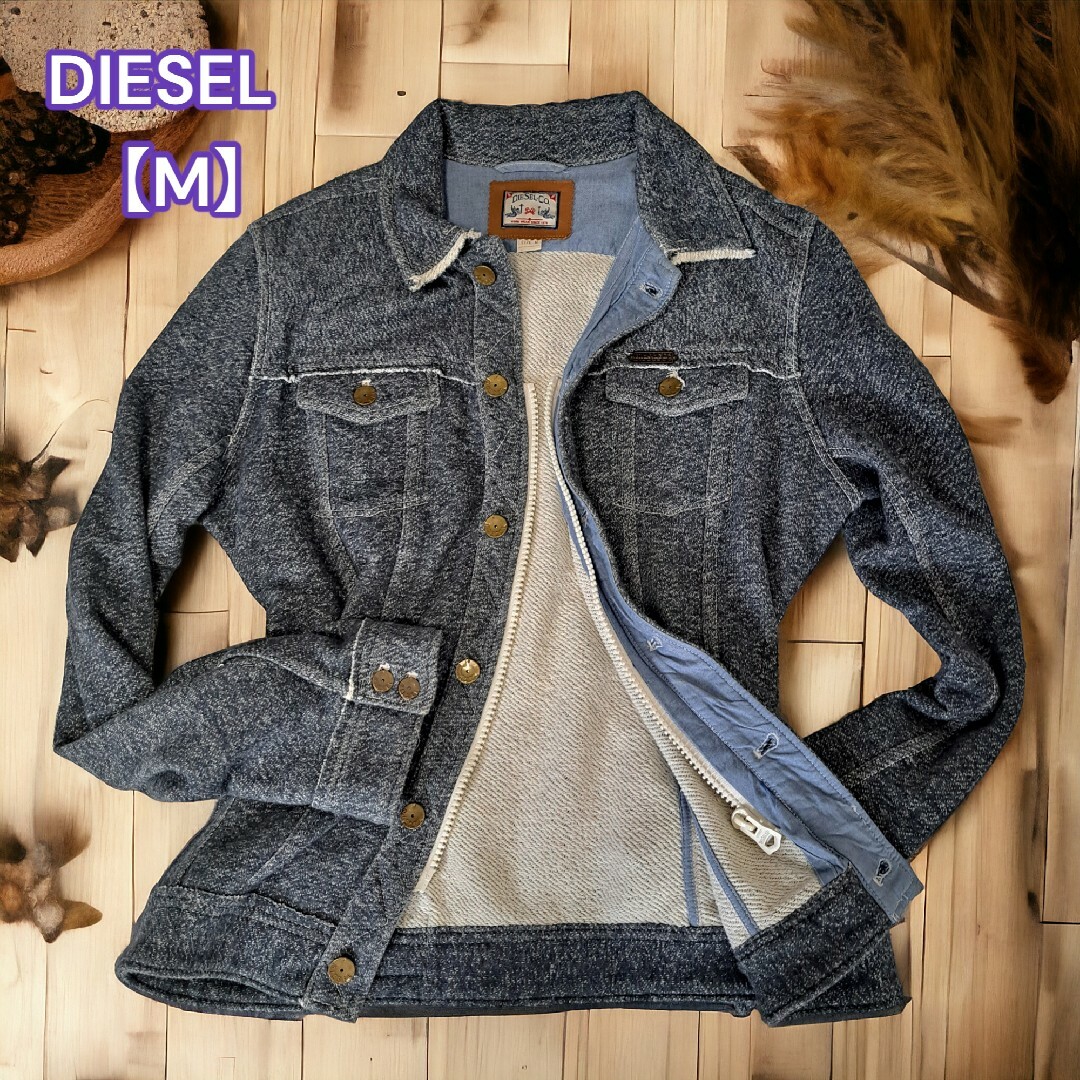 DIESEL - DIESEL【ディーゼル】スエットデニムジャケット 牛革 ロゴ