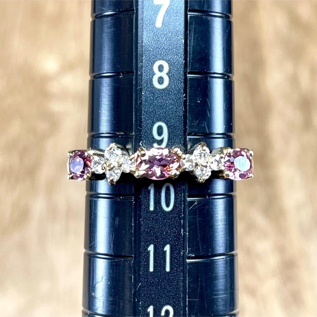 可愛い！K18 ピンクトルマリン ダイヤ リング 2.08g M1733 レディースのアクセサリー(リング(指輪))の商品写真
