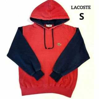 ラコステ(LACOSTE)のLACOSTE ラコステ 古着 パーカー プルオーバー 綿 レッド×ネイビー S(パーカー)