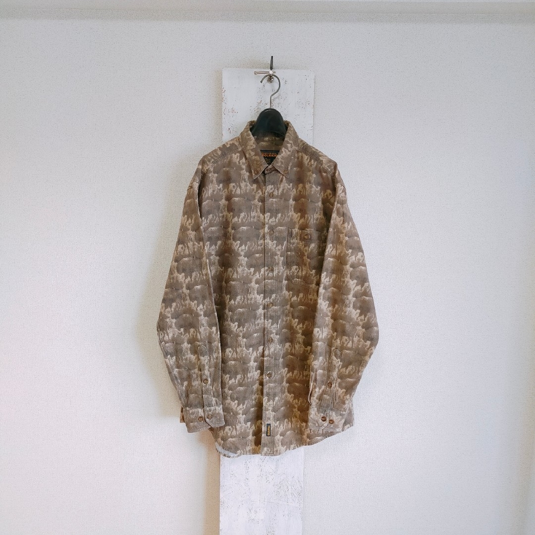 WOOLRICH(ウールリッチ)のWOOLRICH ウールリッチ　シャモアシャツ　アニマル柄　ベージュ　L メンズのトップス(シャツ)の商品写真