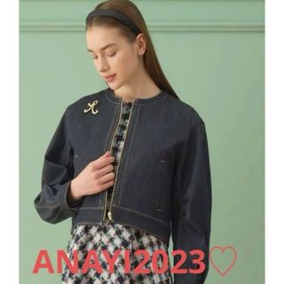 ANAYI - 【美品✨】ANAYI アナイ ノーカラージャケット ダークネイビー