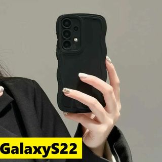 ギャラクシー(Galaxy)のGalaxyS22 ウェーブなみなみ　可愛いケース Galaxyケース　黒色(Androidケース)