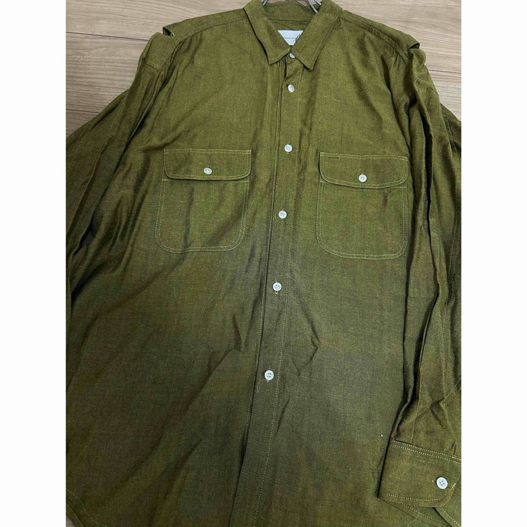 Yohji Yamamoto(ヨウジヤマモト)のヨウジヤマモト 初期  変形カットワークシャツ 渋緑 メンズのトップス(シャツ)の商品写真