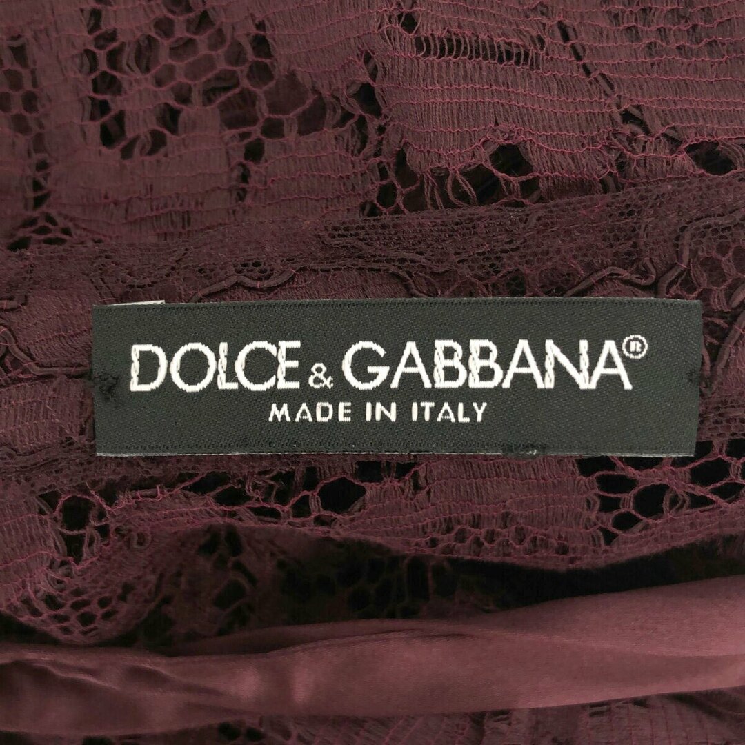 DOLCE&GABBANA(ドルチェアンドガッバーナ)のDOLCE&GABBANA ドルチェ＆ガッバーナ フローラルレースドレスワンピース バーガンディー レディースのワンピース(ロングワンピース/マキシワンピース)の商品写真