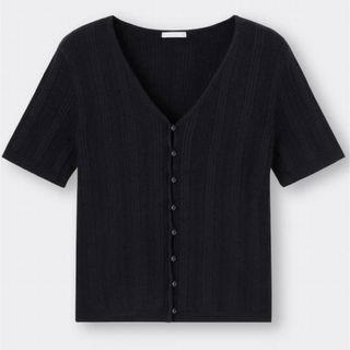 ジーユー(GU)の新品タグ付き♡GU リブコンパクトカーディガン(Tシャツ(半袖/袖なし))