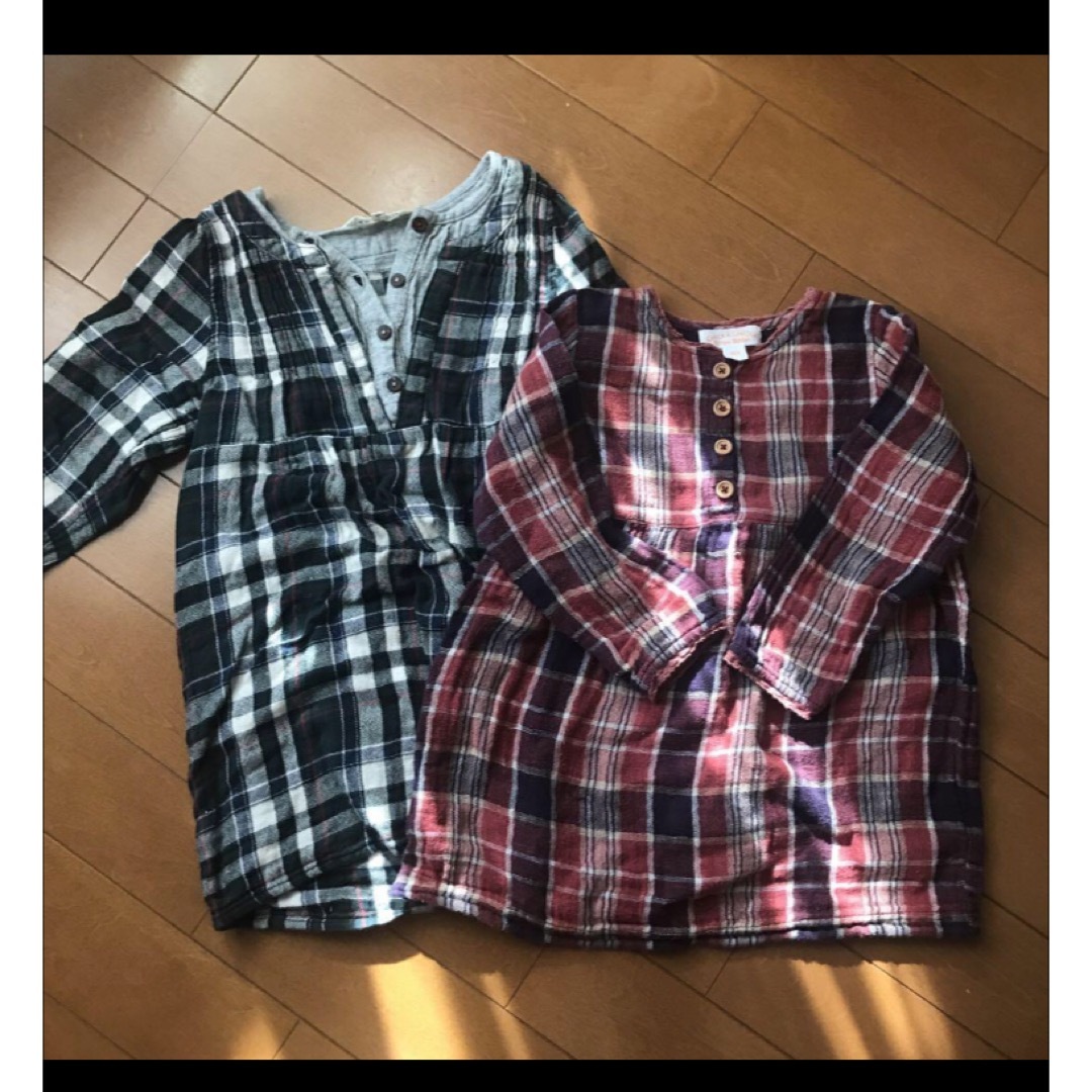 3can4on(サンカンシオン)の女の子　90 コットン　チェック　ワンピース　セット  キッズ/ベビー/マタニティのキッズ服女の子用(90cm~)(ワンピース)の商品写真