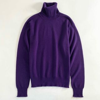 51c6 《極美品》 BLAMINK ブラミンク カシミヤ100％ フリンジタートルネック ニットセーター 38 パープル UNITED ARROWS ユナイテッドアローズ(ニット/セーター)