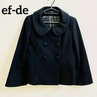 エフデ(ef-de)の【美品】ef-de ショート丈コート 2wayタイプ ノーカラー ウール100％(ピーコート)