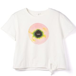 クロエ(Chloe)のクロエ CHLOE 【大人もOK】キッズ Tシャツ ロゴプリント クルーネック 半袖シャツ 裾結び 2024年春夏新作 C20108 0003 117(Tシャツ/カットソー)