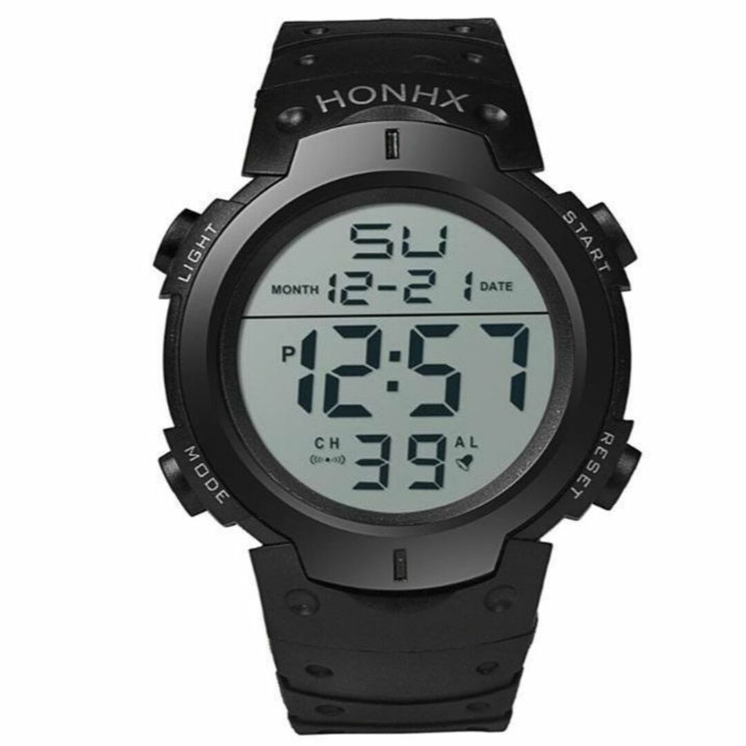 ダイバーズタイプ HONHX アウトドア黒　新品未使用　3気圧防水腕時計 メンズの時計(腕時計(デジタル))の商品写真