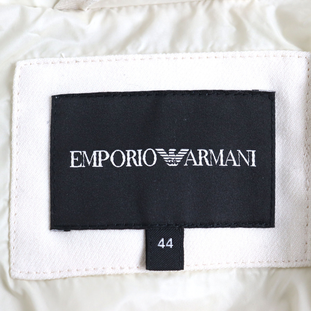 Emporio Armani(エンポリオアルマーニ)の美品 Emporio Armani エンポリオ・アルマーニ 2022年製 6L1B8U 1NV0Z 黒タグ ロゴジップ付き コーデュロイ切替 フーデッド ダウンジャケット アイボリー 44 正規品 メンズ メンズのジャケット/アウター(ダウンジャケット)の商品写真