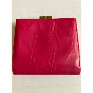 イヴサンローラン(Yves Saint Laurent)のイヴ・サンローラン　革財布　財布　二つ折り財布　ピンク　がま口 小銭入れ レザー(財布)