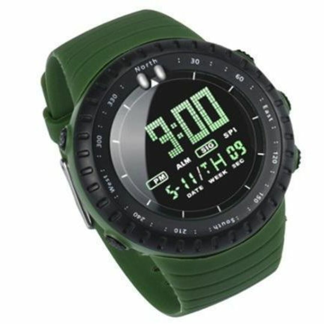 ■2022新入荷！■ダイバーズウォッチ黒フェイスカーキバンド　５０Ｍ防水 メンズの時計(腕時計(デジタル))の商品写真