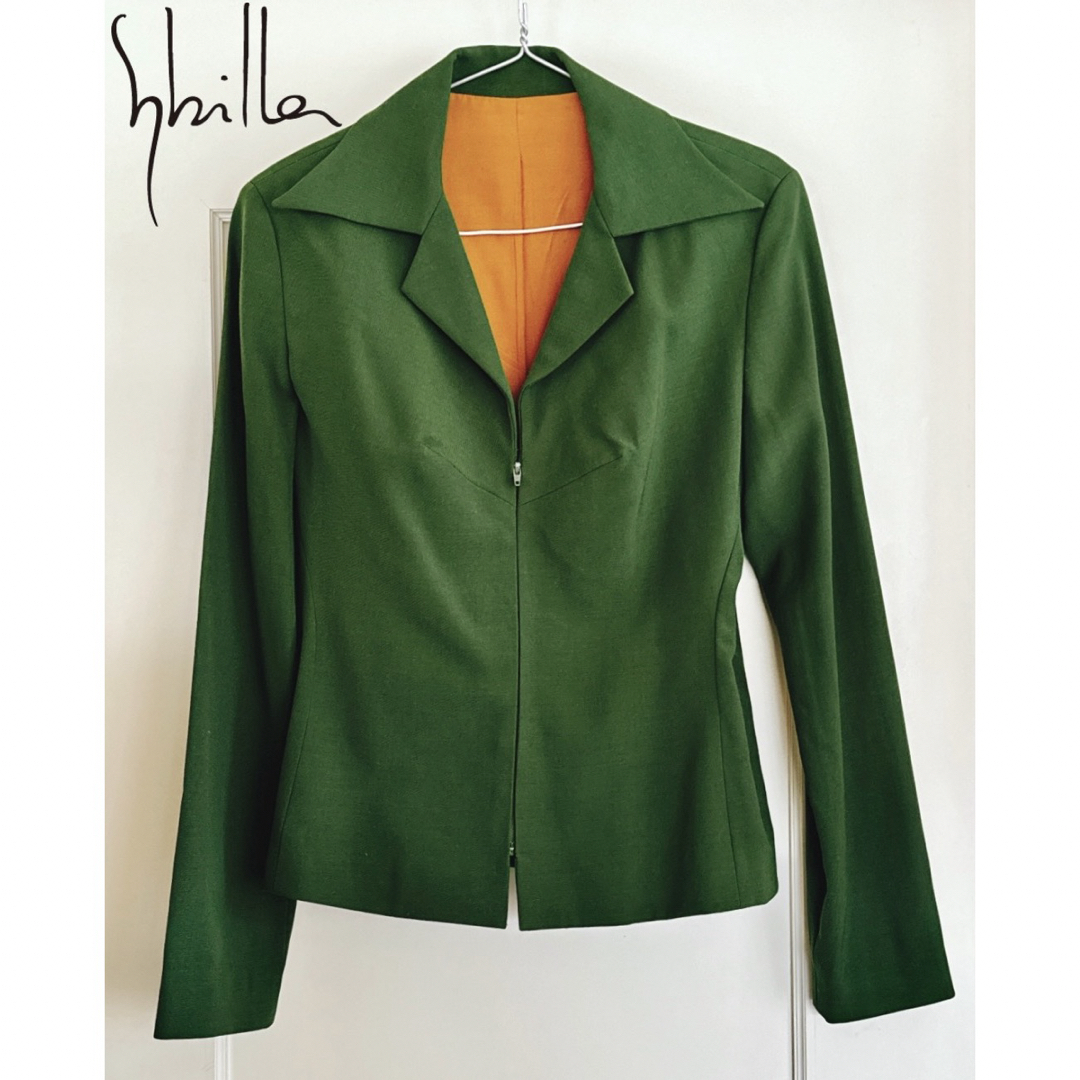 Sybilla(シビラ)のsybilla シビラ　テーラードジャケット　ジップアップジャケット　グリーン レディースのジャケット/アウター(テーラードジャケット)の商品写真