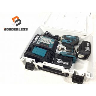 マキタ(Makita)の☆中古品☆ makita マキタ 14.4V 充電式インパクトドライバ TD138DRFX 青/ブルー バッテリー2個(14.4V 3.0Ah) 充電器+ケース 87048(工具)