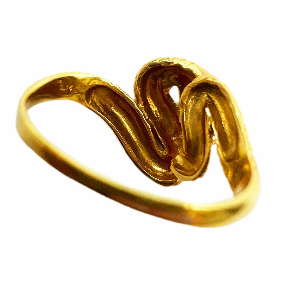 ヘビモチーフ 18金 リング ダイヤモンド 0.14ct 13号 K18 4.1g 蛇 指輪