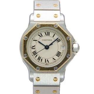 カルティエ(Cartier)のCARTIER 腕時計 サントスオクタゴンSM コンビ ヴィンテージ デイト クオーツ アイボリー文字盤 W2001683 YG×SS(腕時計)