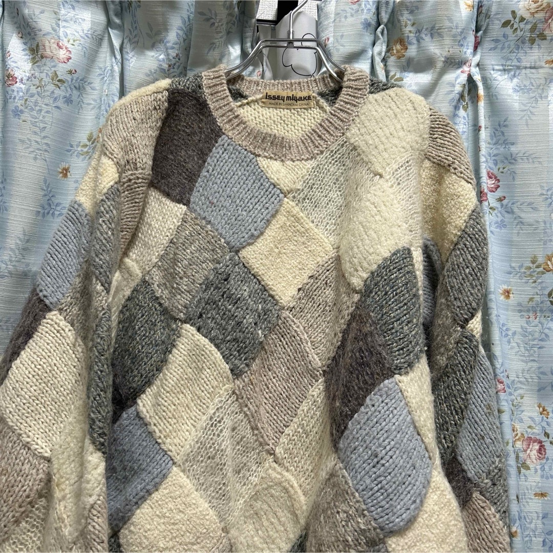 ISSEY MIYAKE(イッセイミヤケ)のイッセイミヤケ  初期  編み込みブロックパターンニット メンズのトップス(ニット/セーター)の商品写真