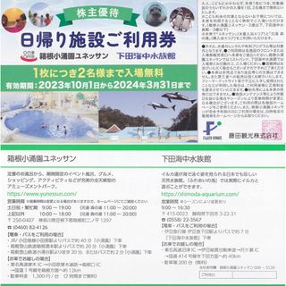 4名分◆ユネッサン 下田海中水族館◆箱根小涌園 藤田観光 株主優待 おまけつき(遊園地/テーマパーク)