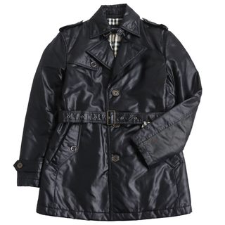 バーバリーブラックレーベル(BURBERRY BLACK LABEL)の極美品 BURBERRY BLACK LABEL バーバリーブラックレーベル 中綿入り 裏地チェック柄 シングル トレンチコート ブラック M 正規品 メンズ(トレンチコート)