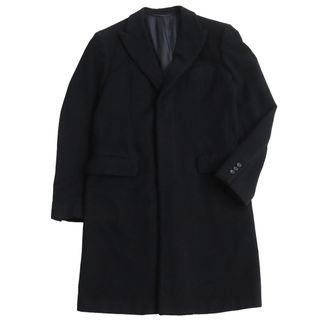 ジルサンダー(Jil Sander)の良品 JIL SANDER ジルサンダー カシミヤ100％ フライフロント チェスターコート ロングコート ブラック 46 イタリア製 正規品 メンズ(チェスターコート)