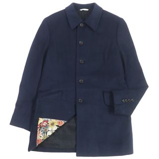 Paul Smith COLLECTION - 極美品 PAUL SMITH COLLECTION ポールスミスコレクション カシミヤ・ミンク混 裏地花柄使い ステンカラーコート ネイビー L 日本製 正規品 メンズ