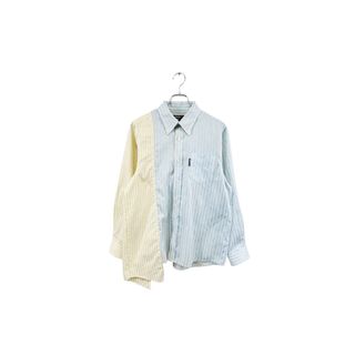 remake docking asymmetry shirt ドッキング アシンメトリー シャツ ボタンダウン ストライプ ブルー イエロー ヴィンテージ 6(シャツ)