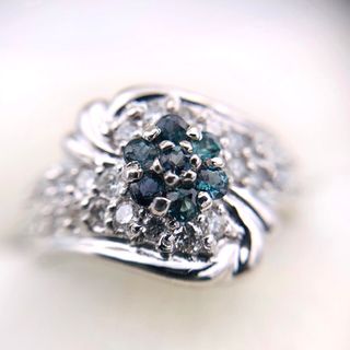 極美品　PT900 0.21ct アレキサンドライト 0.37 ダイヤ リング(リング(指輪))