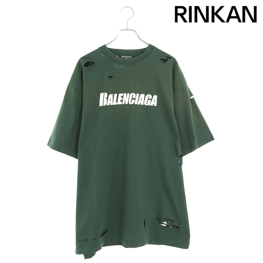 Balenciaga(バレンシアガ)のバレンシアガ  651795 TKVB8 デストロイ加工ロゴプリントTシャツ メンズ M メンズのトップス(Tシャツ/カットソー(半袖/袖なし))の商品写真