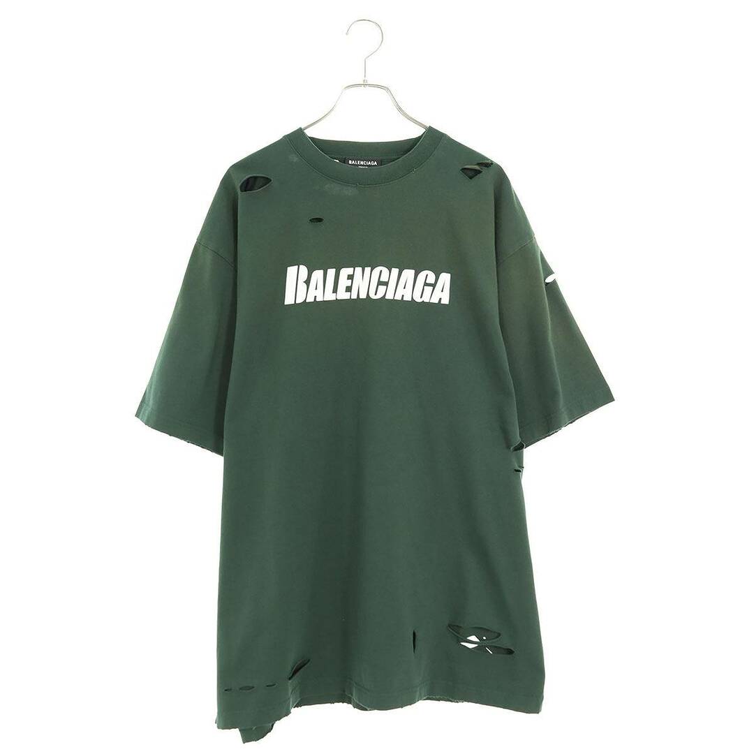 Balenciaga(バレンシアガ)のバレンシアガ  651795 TKVB8 デストロイ加工ロゴプリントTシャツ メンズ M メンズのトップス(Tシャツ/カットソー(半袖/袖なし))の商品写真