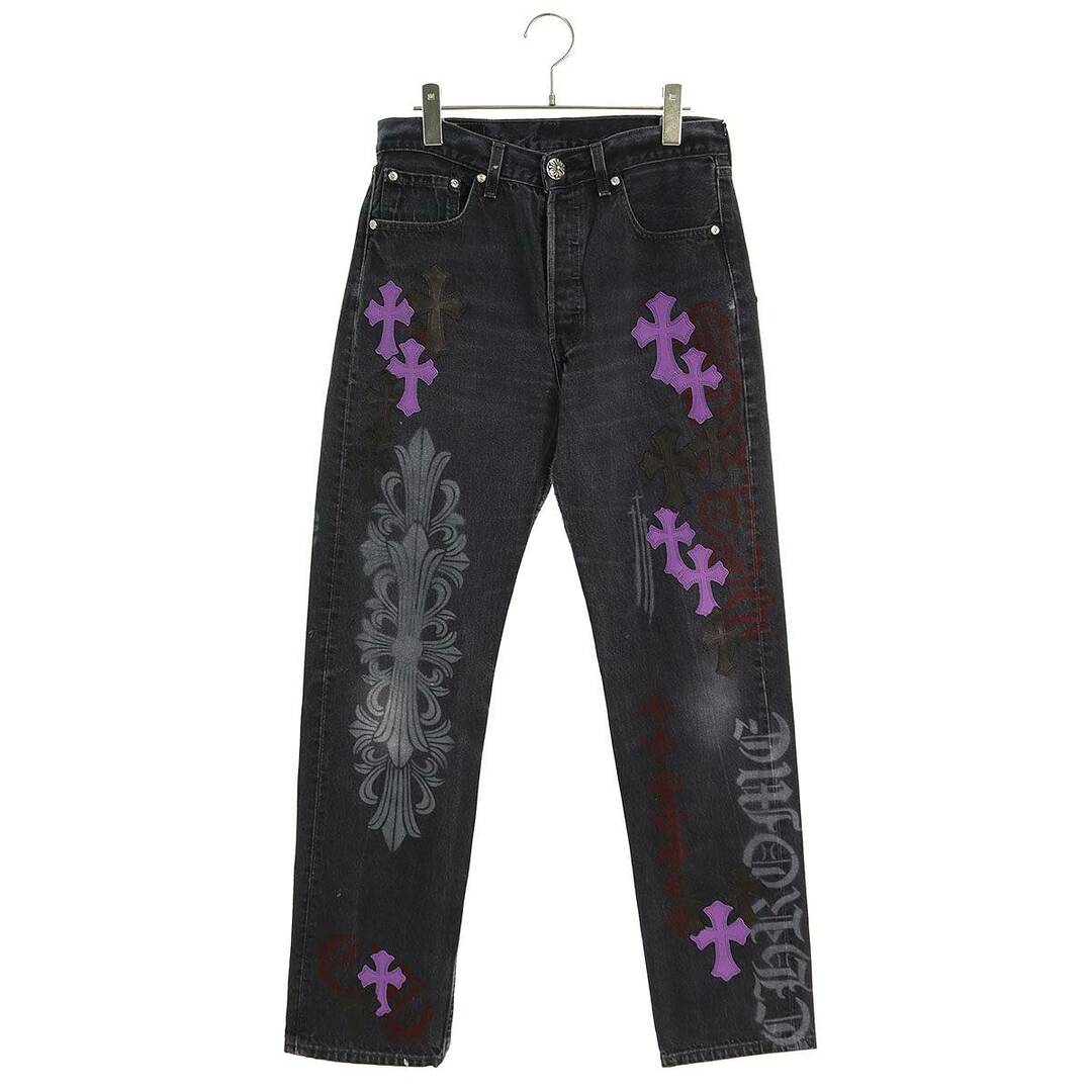 Chrome Hearts(クロムハーツ)のクロムハーツ  STENCIL DENIM ステンシル ペイントデザインクロスパッチ付きデニムパンツ メンズ 29インチ メンズのパンツ(デニム/ジーンズ)の商品写真