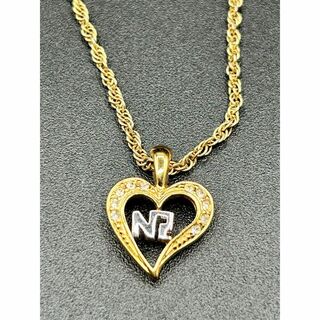 ニナリッチ(NINA RICCI)の超美品 ニナリッチ ハート ラインストーン ネックレス ロゴ ゴールド ブランド(ネックレス)