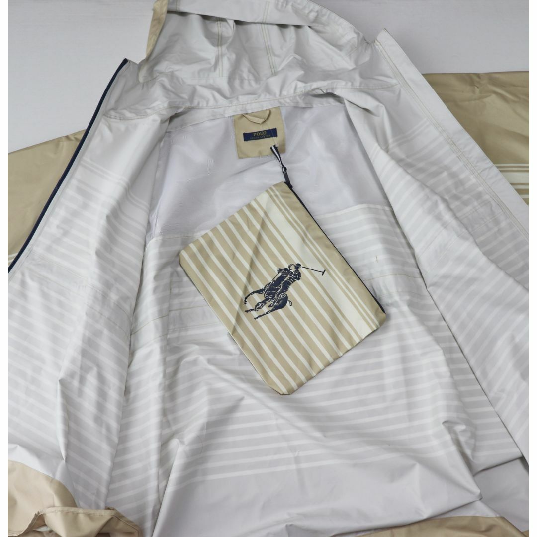 POLO RALPH LAUREN(ポロラルフローレン)の新品【ポロラルフローレン】透湿撥水 ボーダーレインポンチョ レインコート M-L レディースのファッション小物(レインコート)の商品写真